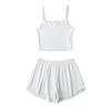 2024 Verão Doce Menina's Sling Set Duas Peças Renda Costura Colete Curto Solto Largo-Leg Shorts