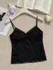 Camisola de estilo puro deseo en stock para mujer, nuevo modelo de verano 2026, ribete de encaje, diseño de corte ajustado, color albaricoque, dulce y picante