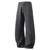 Calça Social Ampla Off-White Fluida, Calça Casual Reta Solta, Calça de Trabalho Fluida Emagrecedora de Cintura Alta para Homens