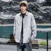 Camisa Jeans Masculina Manga Longa Primavera e Outono Tendência Americana Pesada Bonita Lavada Jaqueta Casual Retrô