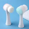 Cepillo facial de silicona de cerdas suaves, masajeador manual, cepillo de limpieza profunda de poros de doble cara, removedor de puntos negros