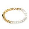 Collar de Perlas Empalmadas Cassia Nueva Cadena Clavícula Cadena Pulsera Acero Titanio Diseño Nicho Set de Joyería de Dos Piezas para Mujer