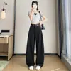 Pantalones casuales estilo traje color caqui, estilo casual de otoño, corte slim, fluidos, modernos, pantalones anchos holgados hasta el suelo