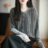 Cárdigan de punto redondo de estilo francés con puntos de colores para mujer, modelo nuevo 2026, corte holgado, adelgazante, de manga larga, abrigo suéter cálido