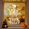 Decoraciones de Halloween: Pegatinas electrostáticas para puertas y ventanas de vidrio con calavera y murciélago blancos para crear una atmósfera festiva en centros comerciales