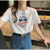 Camiseta de Manga Curta de Verão para Mulheres Algodão Puro Solta e Versátil Harajuku Desenho Animado Casual Branca Meia-Manga Moda Camiseta Feminina