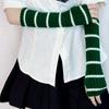 Nuevo Estilo Universitario Estilo Japonés Otoño e Invierno Cálido Chica Caliente Manga Rayada Jk Guante de Punto sin Dedos de Longitud Media para Brazo