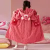 Camisola Feminina Outono e Inverno Espessada com Forro de Lã Coral Fleece Longa Pijama Infantil Camisola de Menina 2024 Flanela Roupas de Casa