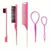TEMU explosiones peine para el cabello resaltando peine de cola puntiaguda peine para cejas peine de aguja de acero peine de cola larga dispositivo para el cabello diseño de peinado traje