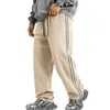 Pantalones de chándal anchos para hombre 2026, con franja lateral, forro polar, tejido pesado, holgados, casual, deportivos, largos