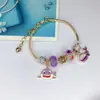 Pulsera Elegante de Aleación Galvanizada con Broche de Langosta y Trébol de Cuatro Hojas para Mujer, Más Vendida en el Sudeste Asiático, Joyería de Dibujos Animados en Stock, Hecha a Mano