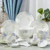 Juego de Vajilla de Cerámica Jingdezhen Platos Domésticos Simple Hueso de China Vajilla Regalo Diario Fuente Fabricante Mayorista
