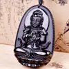 Corrente de suéter outono e inverno pingente de obsidiana colar de cristal zodíaco Buda oito santos padroeiros atacado