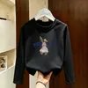 Nueva Camiseta de Manga Larga de Algodón Puro Estilo Dibujos Animados para Niñas Primavera y Otoño Ropa Infantil Linda Holgada Versátil Informal Camiseta Básica