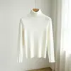 Novo Suéter de Malha Gola Alta Cor Sólida Feminino de Outono, Camisa Básica Slim Fit, Top Interno de Manga Longa, Direto da Fábrica