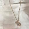 Colar feminino duplo coração de diamante oco banhado a ouro rosa pick coração corrente para clavícula em formato de coração com incrustação de diamante estilo celebridade da internet simples