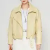 Chaqueta auténtica de cuero genuino Haining para mujer, colección primavera/otoño 2026, estilo corto, inspirada en motociclista, corte holgado, chaqueta de piel de cordero, moderna