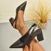 Sandalias de Moda Versátiles Simples con Patrón de Cocodrilo sin Espalda de Tacón Alto con Tacones Gruesos de Deslizamiento Talla Grande para Mujer Estilo Nuevo 2025