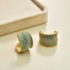 Pendientes de Aro Anchos en Forma de C Turquesa de Moda Estilo Francés con Textura Vintage, Exquisitos Pendientes de Botón Modernos y Versátiles
