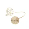 Pulsera Geométrica Abierta Transfronteriza para Mujer, Joyería para Brazo Espiral Circular Tono Dorado, Oro Arena al por Mayor Estilo Ins