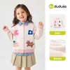 Suéter Feminino Família Dudu Macio para Outono Cardigã para Bebê Menina Estilo Outono Cartoon Tricô Infantil Elegante Quente Confortável
