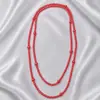 Collar de perlas de vidrio de doble capa para mujer, largo, moderno, combinable con todo, estilo retro, cadena de lana multicapa, joyería