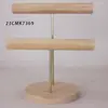 Suporte de Exibição de Pulseira de Madeira Maciça de Camada Dupla Base Redonda de Madeira Maciça Haste Vertical de Metal Adereço de Exibição para Armazenamento de Pulseira e Relógio