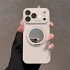 Capa de Celular com Suporte Giratório Adequada para Iphone18Promax, Vidro Tipo Gelo, Capa Protetora Espelho de Maquiagem Apple 17