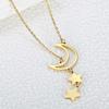 Collar con colgante de borla de luna y estrella, diseño de nicho simple estilo Ins, joyería elegante para mujer, cadena de clavícula de acero inoxidable
