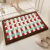 Alfombra de Piso Imitación Cachemira Estilo Coreano, Resistente a Manchas, Felpudo Lavable, Felpudo Absorbente de Agua para Dormitorio, Alfombra de Piso para Baño con Cuadros Simples