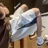 Verão novo calções americanos dos homens da moda marca fina design nicho solto tamanho grande esportes casual calças de cinco pontos