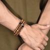 Pulseira Transfronteiriça Nova Europeia e Americana Masculina Madeira Asa de Frango Camada Dupla Vento Conta Fóssil Ágata Pulseira Cruz Acessórios de Joalheria