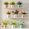 Flores Artificiais Estilo Europeu Flores Falsas Gymnissima em Vasos de Cerâmica Decoração de Mesa para Sala de Estar em Casa Plantas Simuladas Enfeites de Mesa