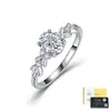 Anillo de plata de ley S925 estilo europeo y americano con diseño de encaje de hoja en forma de corazón y moissanita, anillo de plata estilo femenino, envío directo de fábrica