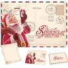 Tarjeta de felicitación navideña de piel de vaca retro, tarjeta de regalo de Navidad, linda tarjeta plegable de dibujos animados, tarjeta con mensaje de bendición con sobre