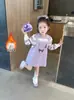 Suéter con Falda Kuromi para Niñas con Terciopelo Plus Nuevo Estilo Infantil 2025 Vestido para Bebé Niña Otoño e Invierno Vestido de Princesa