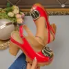 Estilo Comercio Exterior Talla Grande Zapatos Boca de Pez Nuevos Europeos y Americanos para Mujer 2025 Sandalias de Tacón Alto Verano Tacón Grueso Suela Gruesa Mujer