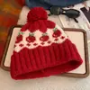 Gorros de Lana Estilo Fair Isle al por Mayor para Mujer, Gorros de Punto Gruesos y Cálidos para Otoño e Invierno, Gorros para Clima Frío que Protegen los Oídos, Hacen que la Cabeza Parezca Más Pequeña