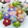 Ganchillo de Mano Lindo Flor de Pompones de 4 Agujas Flor de Lana Tejida a Mano DIY Bolso Tejido a Mano Accesorios para el Cabello Flor para Zapatos Accesorios de Ramillete