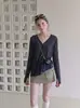 Jaqueta Cardigan Lyocell Fina de Proteção Solar Estilo Casual para Mulheres, Novo Cardigan Solto de Cor Sólida com Decote V Estilo Coreano de Verão