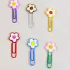 Clipes de papel florais coloridos 7 cores clipes de papel coloridos material de papelaria para estudantes tamanho grande marcadores de página criativos item quente temu