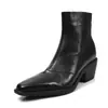 Botas Chelsea de couro bovino lavado com textura para o dia a dia Outono/Inverno 2026 salto grosso salto alto bico quadrado todas em couro genuíno botas de tornozelo para mulheres
