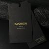 Etiqueta de ropa de alta gama personalizada con tarjeta negra engrosada, diseño colgante dorado y plateado, formulación de etiqueta de precio de marca registrada para ropa