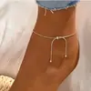 Tornozeleira Ajustável de Pérolas de Bola Estilo Normcore Transfronteiriço Mais Vendida da Temu, Personalizada, Exquisite e Compacta Tornozeleira de Corrente Osso de Cobra