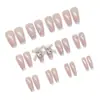 Adesivos de Manicure Clareadores Transfronteiriços, Unhas Usáveis, Francesinha Semi-Feita à Mão com Laço, Doce e Cool Sexy, Diamante de Coração de Alta Qualidade