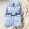 Chaqueta de otoño e invierno para perro con estampado completo de lunares, chaleco de tracción para exteriores, abrigo acolchado de algodón, ropa cálida de dos patas para gato y mascota