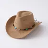 Chapéu de Concha Azul e Branco Estilo Europeu e Americano Transfronteiriço Corrente de Acessórios Ajustáveis Design Original Chapéu de Cowboy Ocidental Chapéu de Xizang