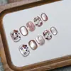 Nova Manicure Usável Feita à Mão, Estilo Curto Fofo, Adesivo de Unha Postiça Estilo Ins Clareador, Produto Acabado Removível