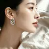 Pendientes de Aleación de Doble Aro Europeos y Americanos para Mujer, Temperamento de Moda, Celebridad de Internet, Ins, Pendientes de Acero Inoxidable de Color Sólido, Adornos para Orejas