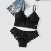 Conjunto de Sujetador Inalámbrico de Encaje para Mujer, Push-Up para Pechos Pequeños, Espalda Hermosa, Lencería Sexy, Estilo Europeo y Americano, Conjunto de Dos Piezas con Copas Triangulares